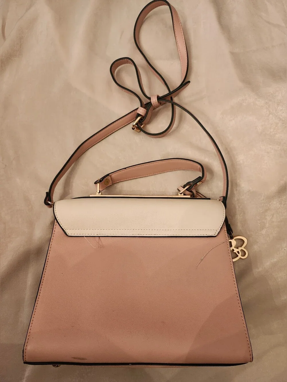 Dune London Blush Pink and Cream Top-Handle Satchel